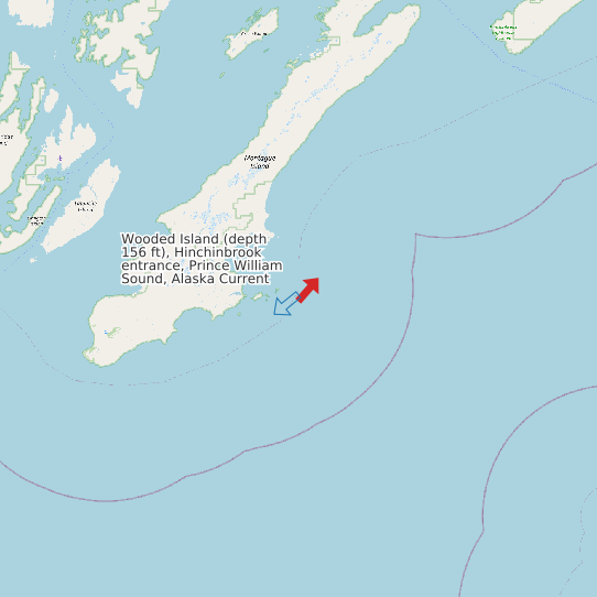 Wooded Island (depth 156 ft), Hinchinbrook entrance, Prince William Sound, Alaska Current map