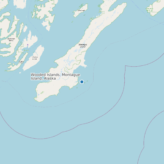 Map of Wooded Islands, Montague Island, Alaska Tide Prediction Station