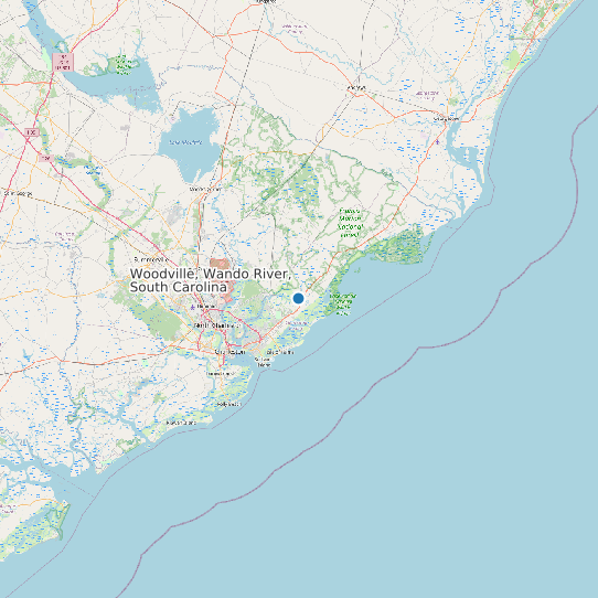 Map of Woodville, Wando River, South Carolina Tide Prediction Station