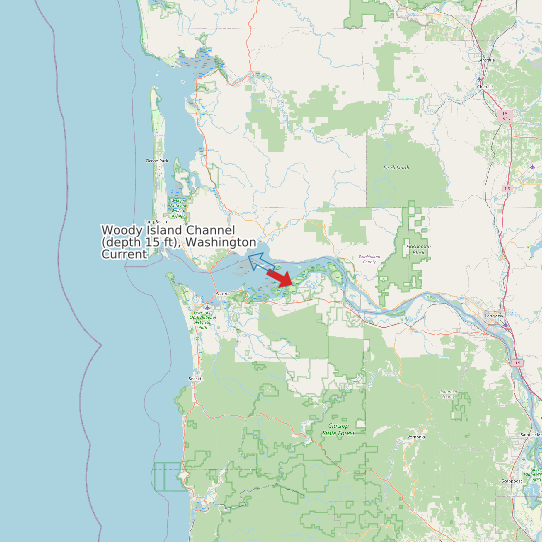 Woody Island Channel (depth 15 ft), Washington Current map