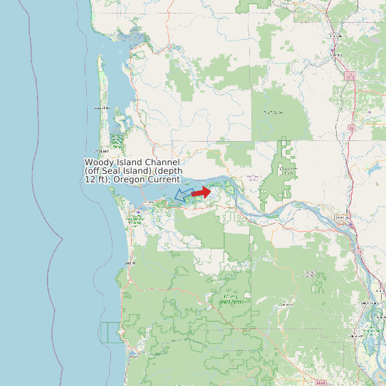 Woody Island Channel (off Seal Island) (depth 12 ft), Oregon Current map