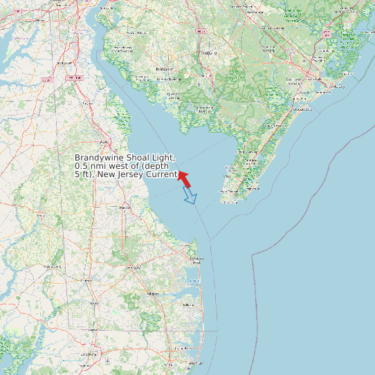 Brandywine Shoal Light, 0.5 nmi west of (depth 5 ft), New Jersey Current map