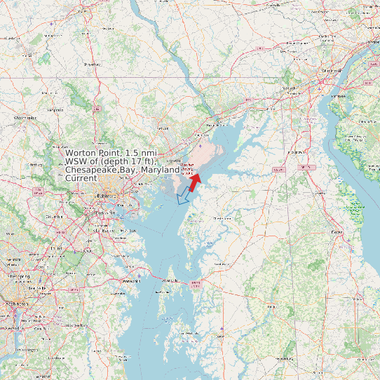 Worton Point, 1.5 nmi WSW of (depth 17 ft), Chesapeake Bay, Maryland Current map