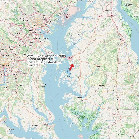 Wye River, west of Bruffs Island (depth 9 ft), Eastern Bay, Maryland Current map