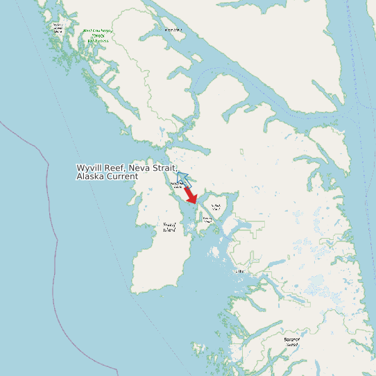 Wyvill Reef, Neva Strait, Alaska Current map