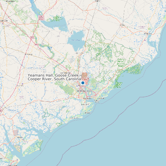 Map of Yeamans Hall, Goose Creek, Cooper River, South Carolina Tide Prediction Station