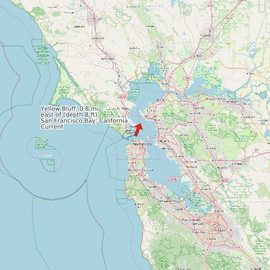 Yellow Bluff, 0.8 mi east of (depth 8 ft), San Francisco Bay, California Current map