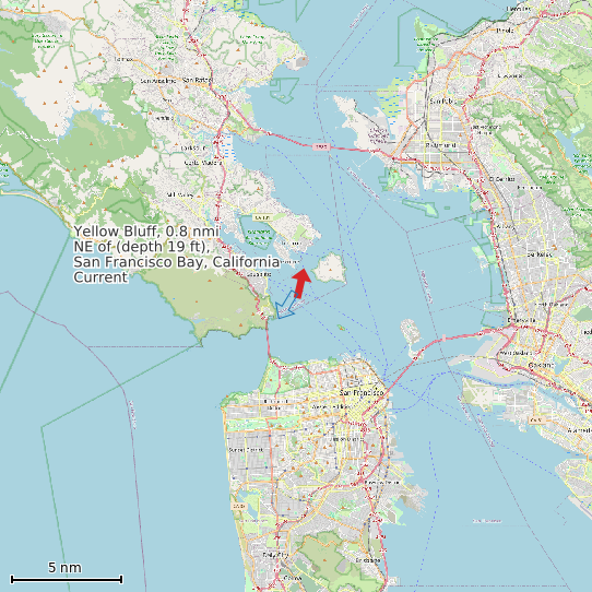 Map of Yellow Bluff, 0.8 nmi NE of (depth 19 ft), San Francisco Bay, California Current Prediction Station