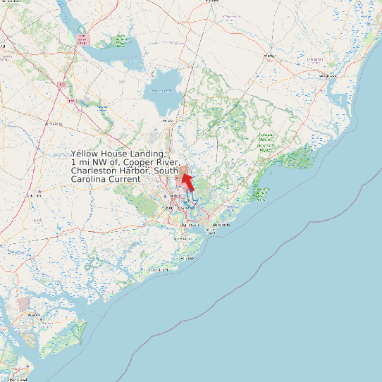 Map of Yellow House Landing, 1 mi NW of, Cooper River, Charleston Harbor, South Carolina Current Prediction Station