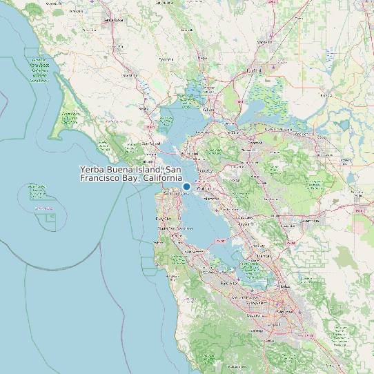 Map of Yerba Buena Island, San Francisco Bay, California Tide Prediction Station