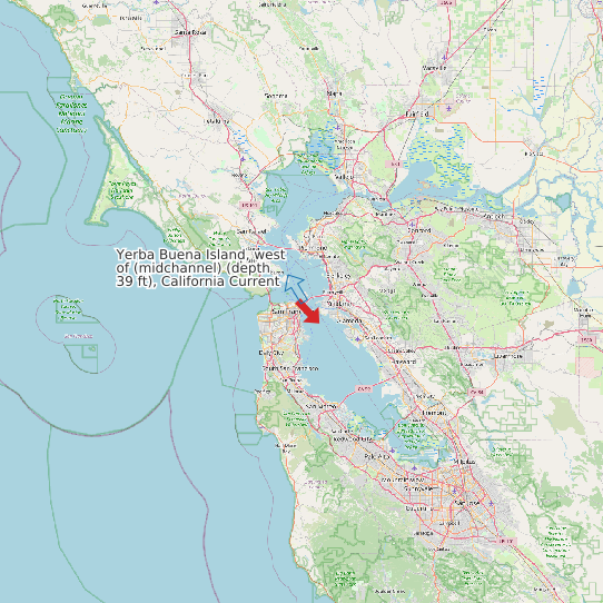 Yerba Buena Island, west of (midchannel) (depth 39 ft), California Current map