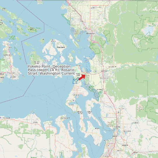 Yokeko Point, Deception Pass (depth 14 ft), Rosario Strait, Washington Current map