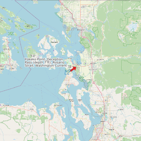 Map of Yokeko Point, Deception Pass (depth 7 ft), Rosario Strait, Washington Current Prediction Station