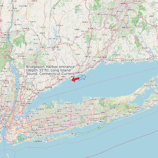 Bridgeport Harbor entrance (depth 31 ft), Long Island Sound, Connecticut Current map