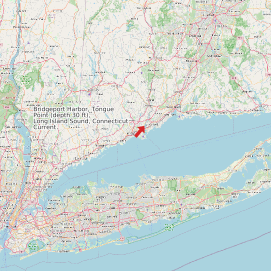 Bridgeport Harbor, Tongue Point (depth 30 ft), Long Island Sound, Connecticut Current map