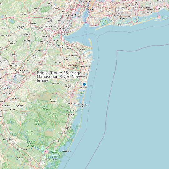 Map of Brielle, Route 35 bridge, Manasquan River, New Jersey Tide Prediction Station