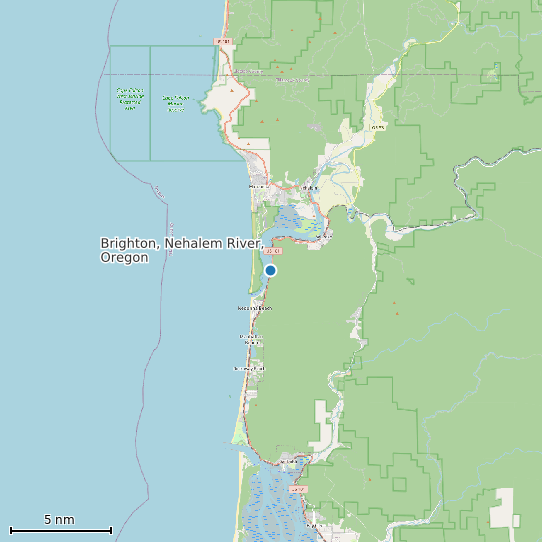 Map of Brighton, Nehalem River, Oregon Tide Prediction Station