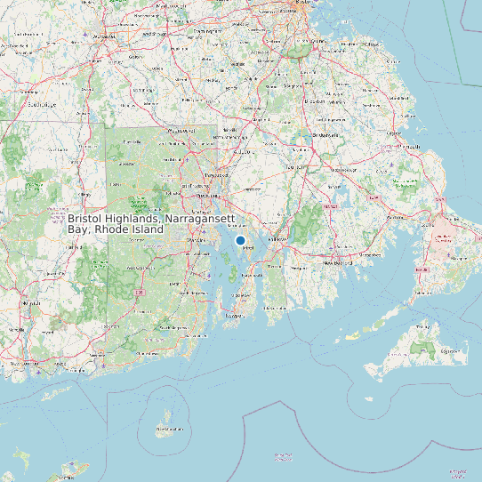 Map of Bristol Highlands, Narragansett Bay, Rhode Island Tide Prediction Station