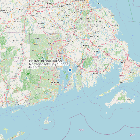 Map of Bristol, Bristol Harbor, Narragansett Bay, Rhode Island Tide Prediction Station