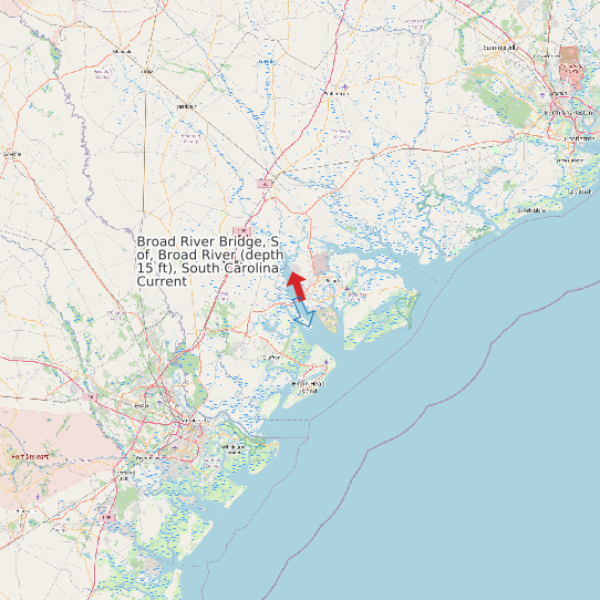 Broad River Bridge, S of, Broad River (depth 15 ft), South Carolina Current map