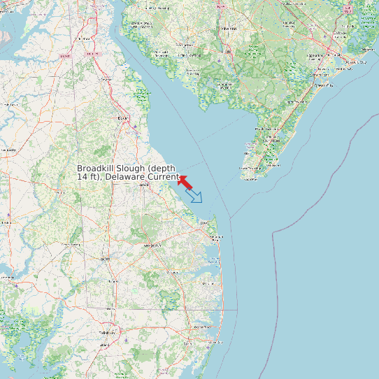 Map of Broadkill Slough (depth 14 ft), Delaware Current Prediction Station