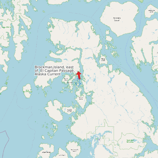 Map of Brockman Island, east of, El Capitan Passage, Alaska Current Prediction Station