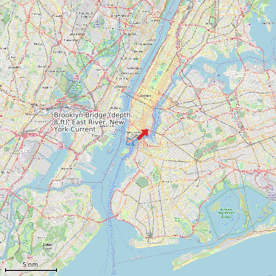 Map of Brooklyn Bridge (depth 8 ft), East River, New York Current Prediction Station