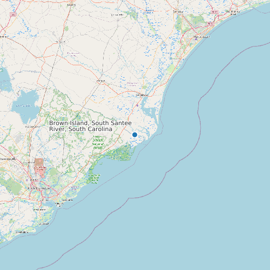 Map of Brown Island, South Santee River, South Carolina Tide Prediction Station