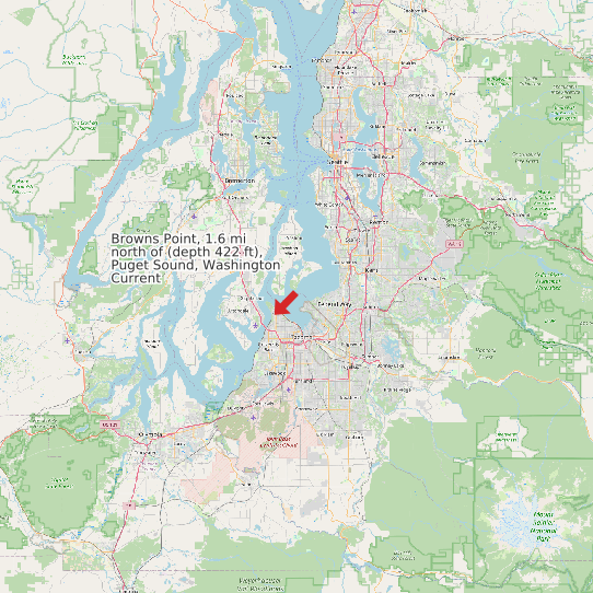 Browns Point, 1.6 mi north of (depth 422 ft), Puget Sound, Washington Current map