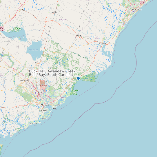 Map of Buck Hall, Awendaw Creek, Bulls Bay, South Carolina Tide Prediction Station