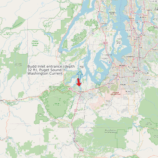 Budd Inlet entrance (depth 32 ft), Puget Sound, Washington Current map