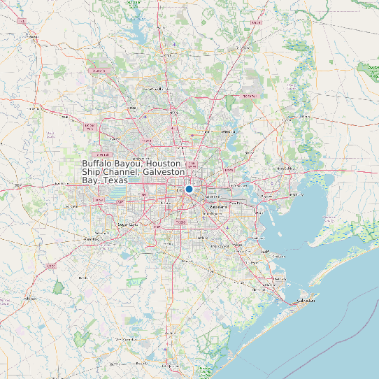 Buffalo Bayou, Houston Ship Channel, Galveston Bay, Texas map