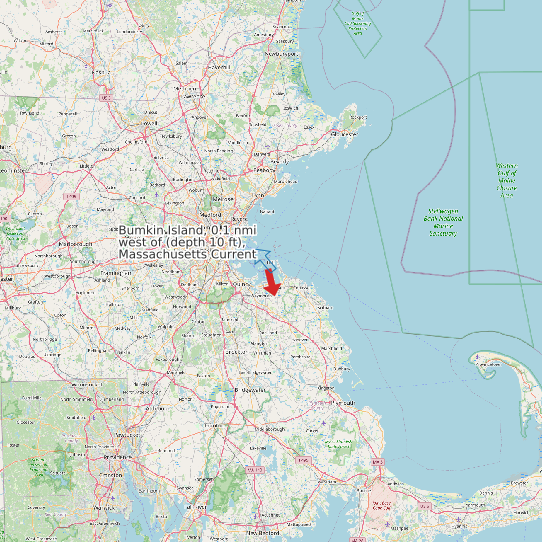 Map of Bumkin Island, 0.1 nmi west of (depth 10 ft), Massachusetts Current Prediction Station
