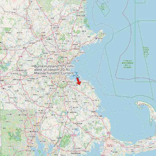 Map of Bumkin Island, 0.1 nmi west of (depth 20 ft), Massachusetts Current Prediction Station
