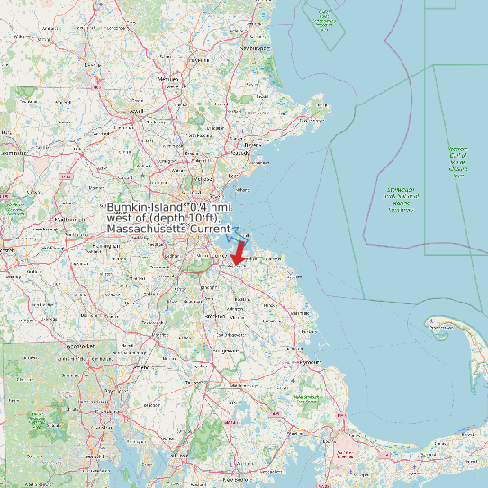 Bumkin Island, 0.4 nmi west of (depth 10 ft), Massachusetts Current map