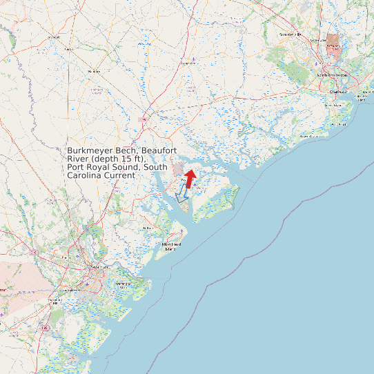 Burkmeyer Bech, Beaufort River (depth 15 ft), Port Royal Sound, South Carolina Current map