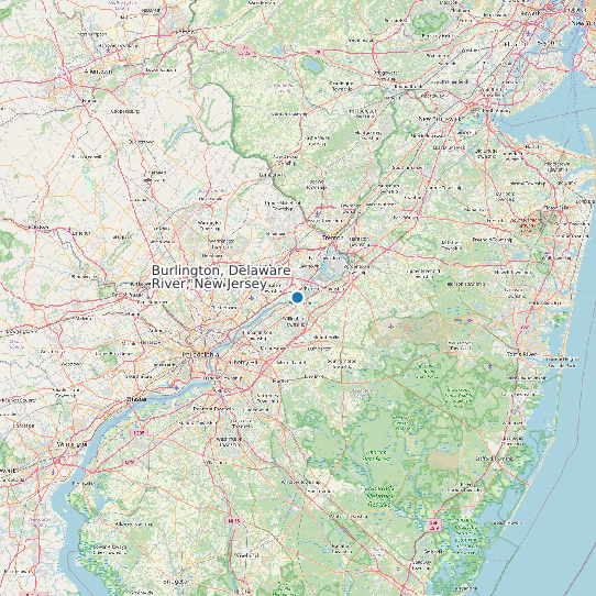 Burlington, Delaware River, New Jersey map