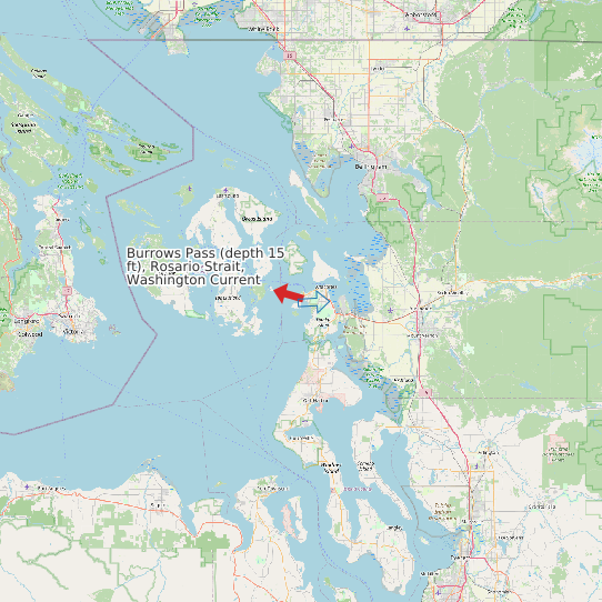 Map of Burrows Pass (depth 15 ft), Rosario Strait, Washington Current Prediction Station