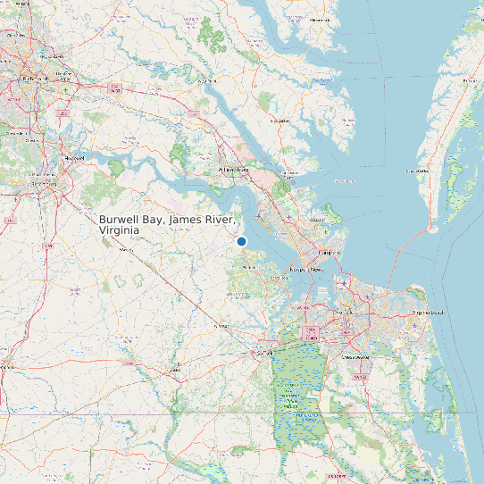 Map of Burwell Bay, James River, Virginia Tide Prediction Station