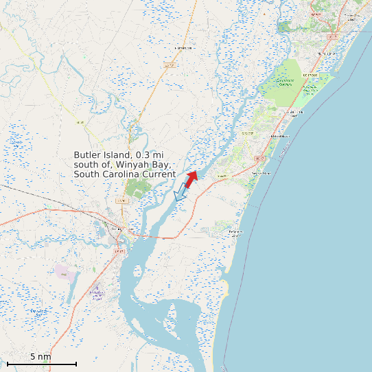 Map of Butler Island, 0.3 mi south of, Winyah Bay, South Carolina Current Prediction Station