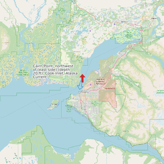 Cairn Point, northwest of (east side) (depth 20 ft), Cook Inlet, Alaska Current map