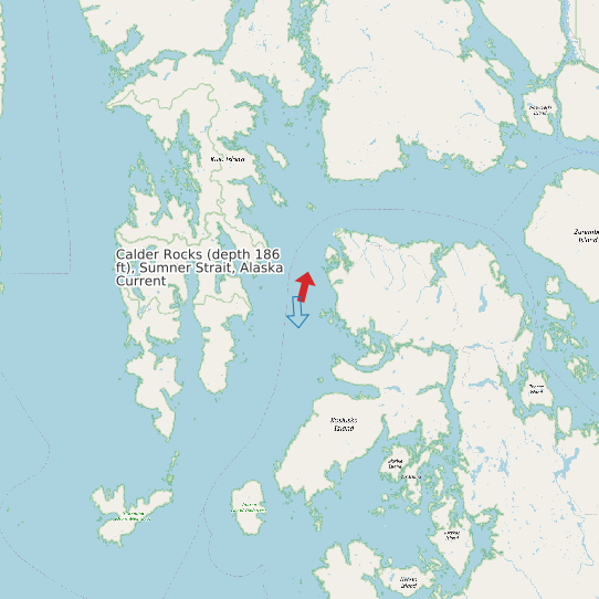 Calder Rocks (depth 186 ft), Sumner Strait, Alaska Current map