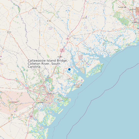 Map of Callawassie Island Bridge, Colleton River, South Carolina Tide Prediction Station
