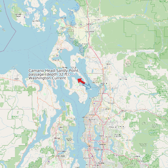 Map of Camano Head-Sandy Point, passage (depth 32 ft), Washington Current Prediction Station