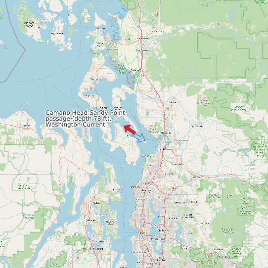 Camano Head-Sandy Point, passage (depth 78 ft), Washington Current map