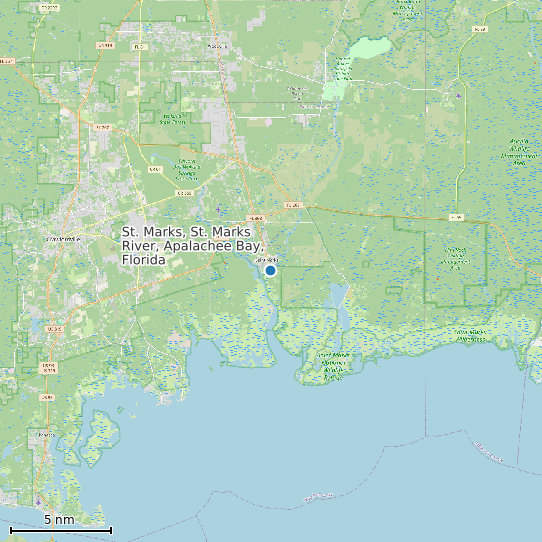 Map of St. Marks, St. Marks River, Apalachee Bay, Florida Tide Prediction Station