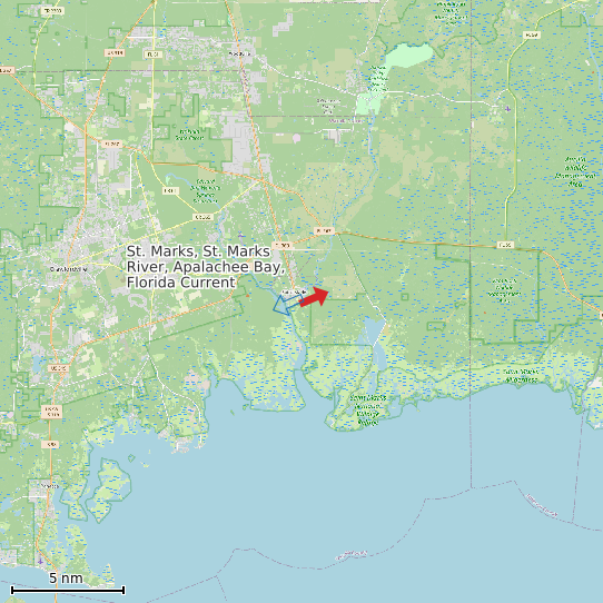 Map of St. Marks, St. Marks River, Apalachee Bay, Florida Current Prediction Station