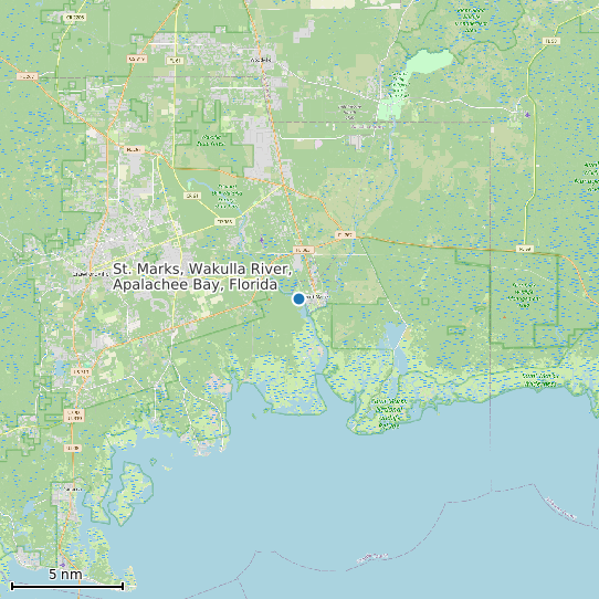 Map of St. Marks, Wakulla River, Apalachee Bay, Florida Tide Prediction Station