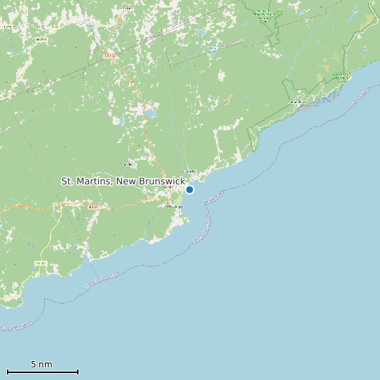 Map of St. Martins, New Brunswick Tide Prediction Station