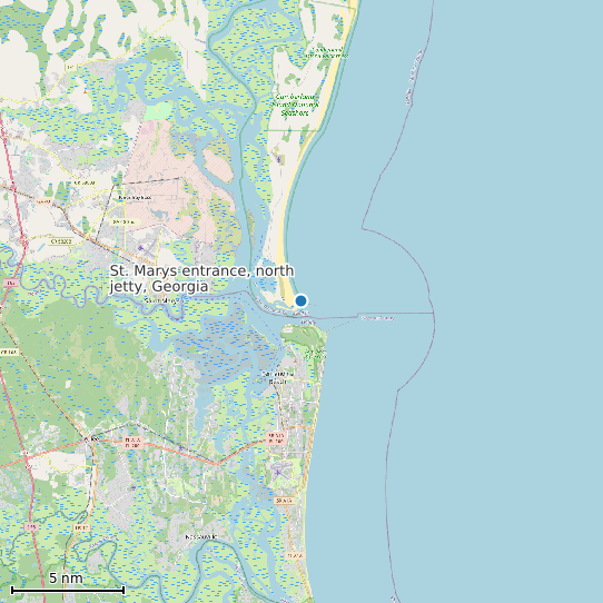 Map of St. Marys entrance, north jetty, Georgia Tide Prediction Station